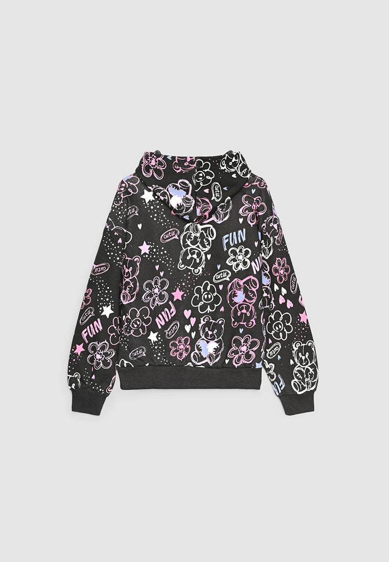 Sketched Doodle Graphic Sweatshirt for Girls