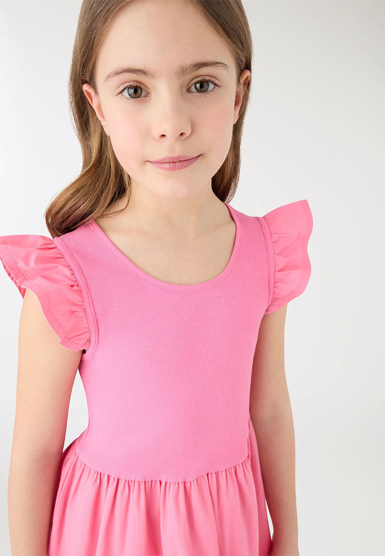 Skater Dress with Ruffle Sleeve for Girls
