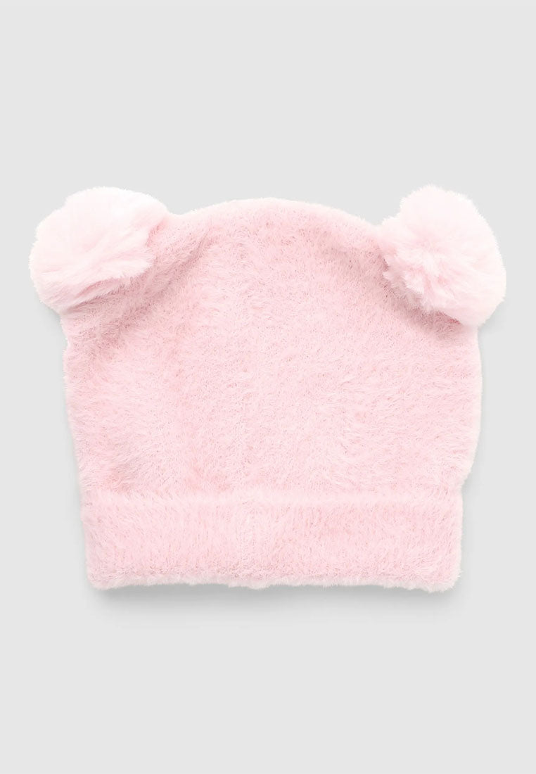 Furry hat with ears and embroidery for Girls
