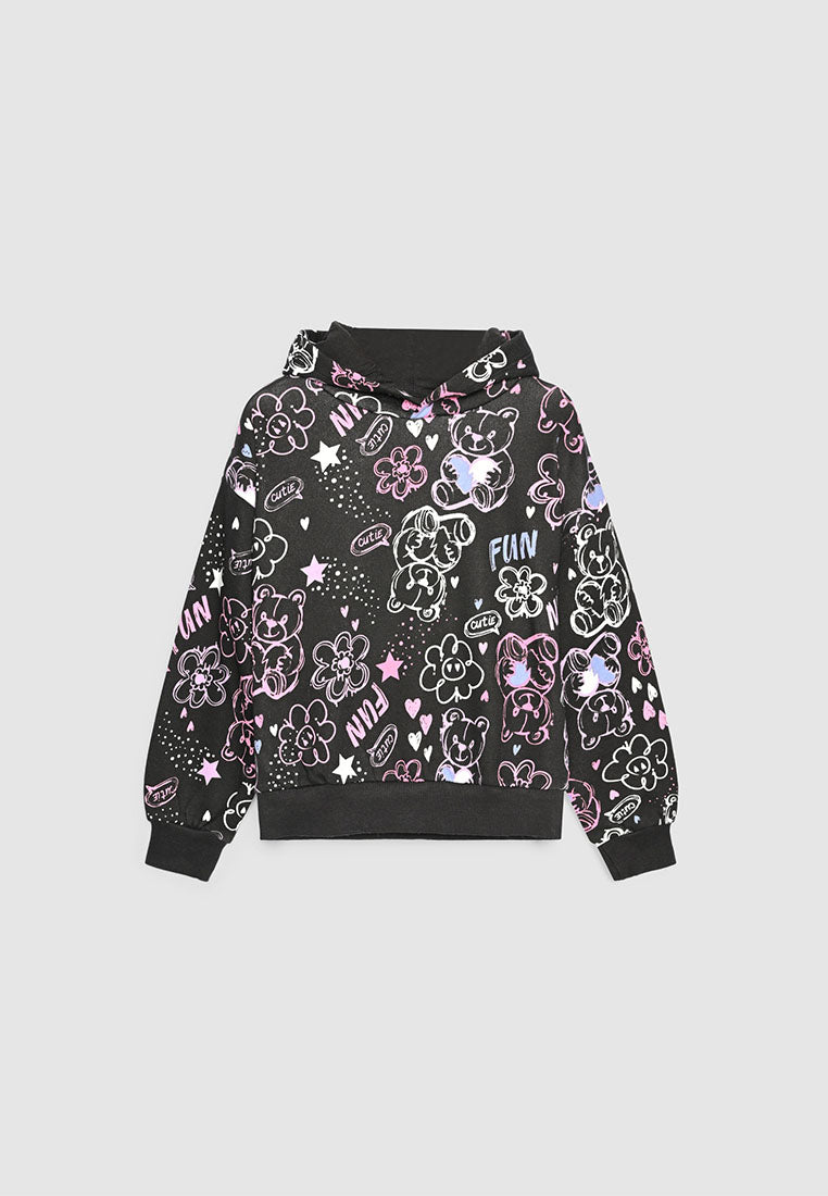 Sketched Doodle Graphic Sweatshirt for Girls