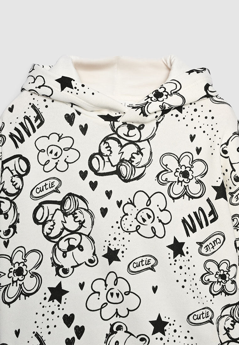 Sketched Doodle Graphic Sweatshirt for Girls