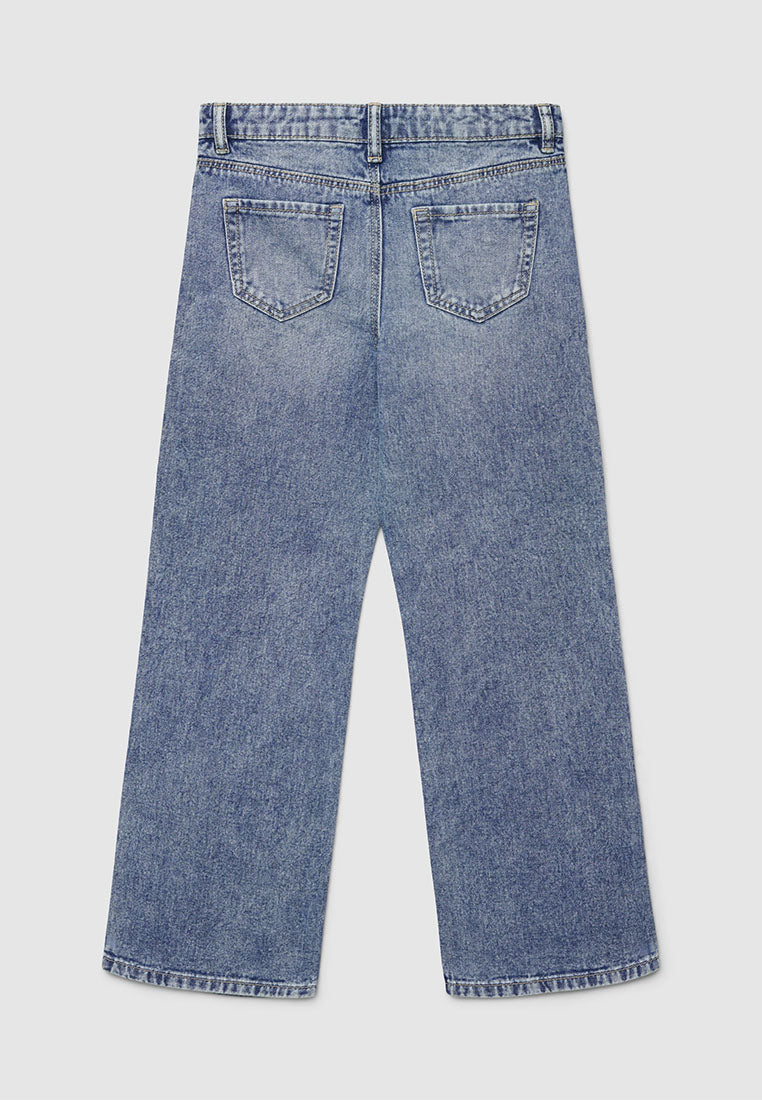 Rhinestone Bow Distressed Jeans for Girls