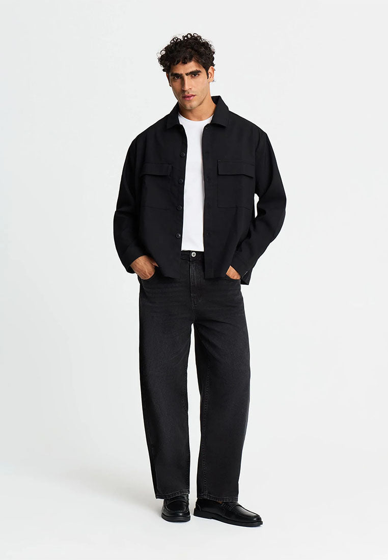 Men's Solid Color Balloon-cut Jeans
