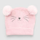 Furry hat with ears and embroidery for Girls