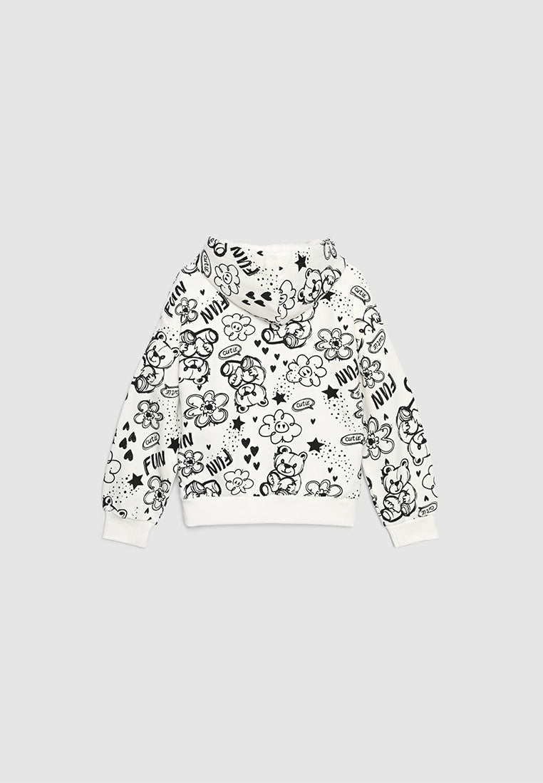 Sketched Doodle Graphic Sweatshirt for Girls