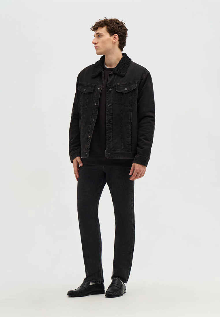 Men's Padded trucker jacket with teddy collar