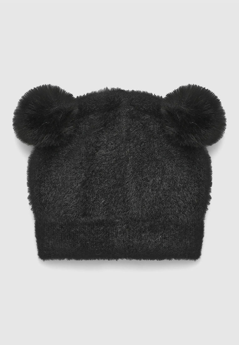 Furry hat with ears and embroidery for Girls
