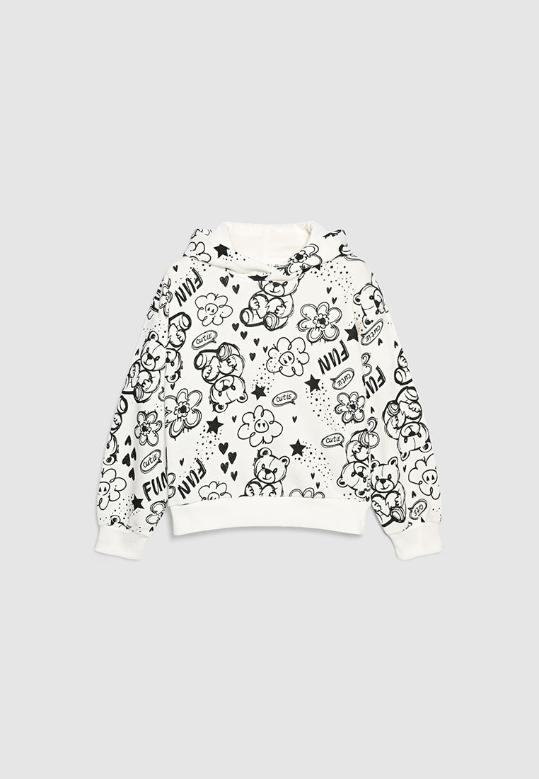 Sketched Doodle Graphic Sweatshirt for Girls