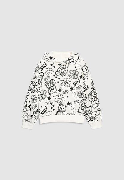 Sketched Doodle Graphic Sweatshirt for Girls
