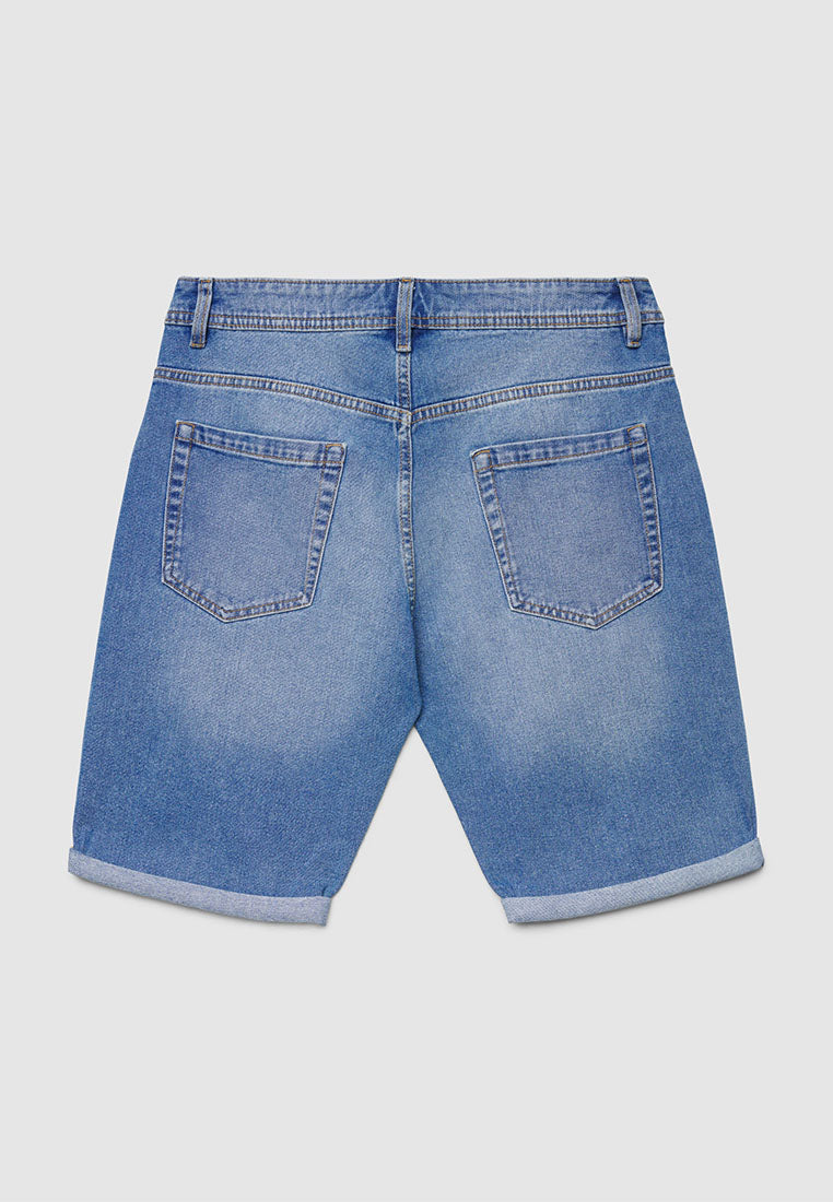 Men's Ripped Cuffed Denim Shorts