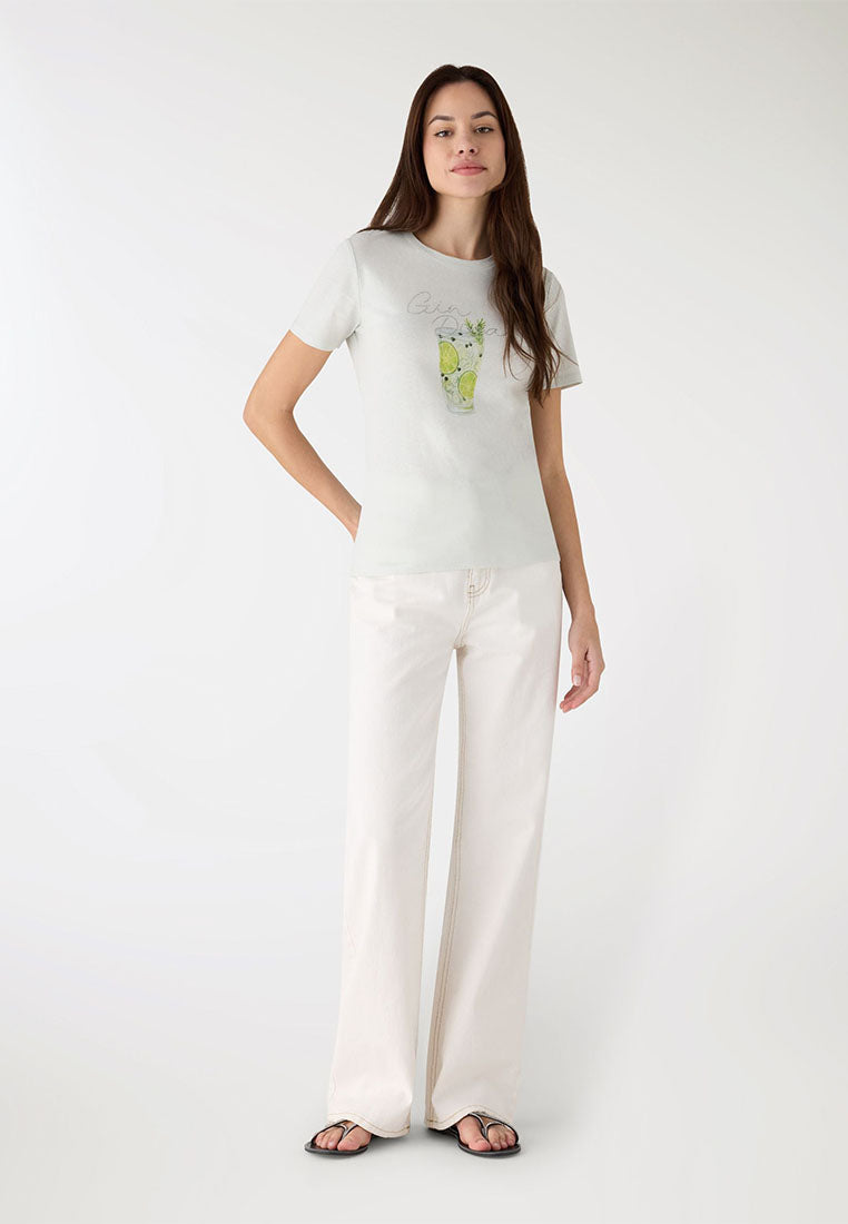 Women's Cocktail-inspired Print Short Sleeved T-shirt