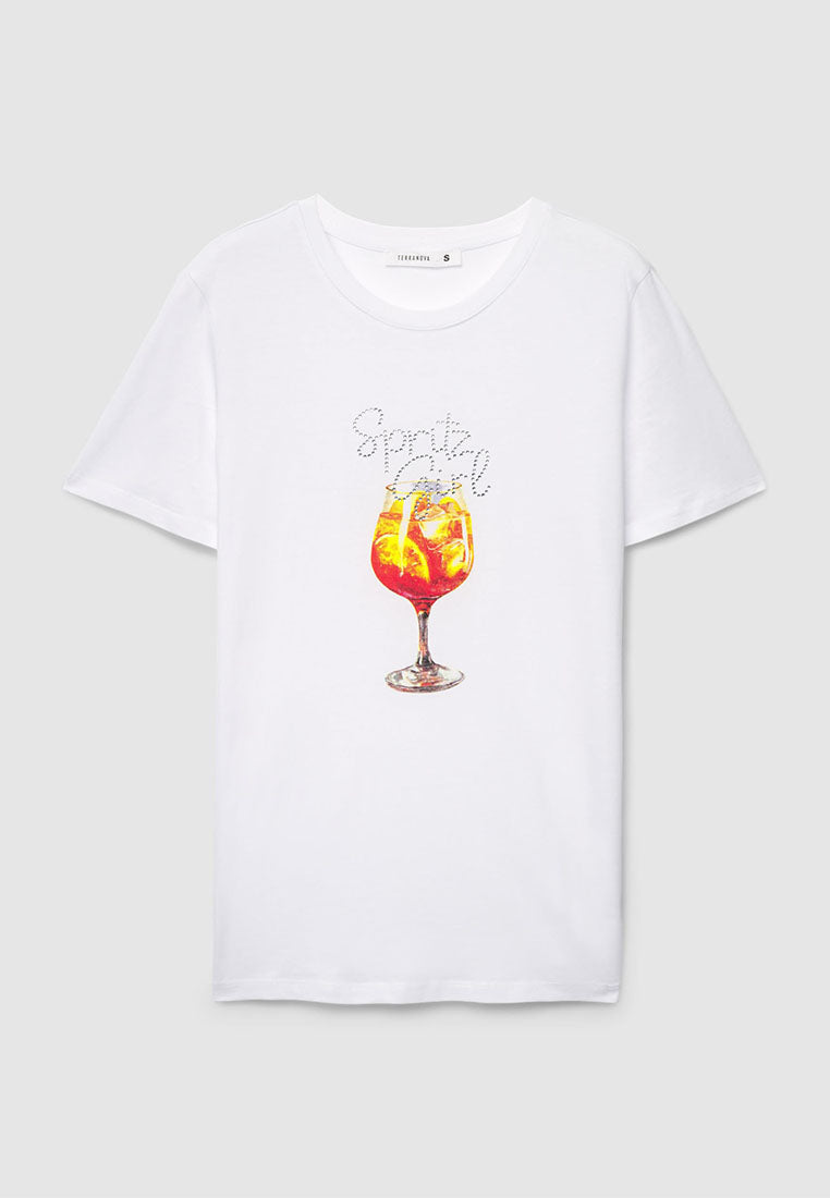 Women's Cocktail-inspired Print Short Sleeved T-shirt