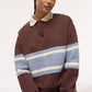 Women's College-Style Striped Polo Sweatshirt
