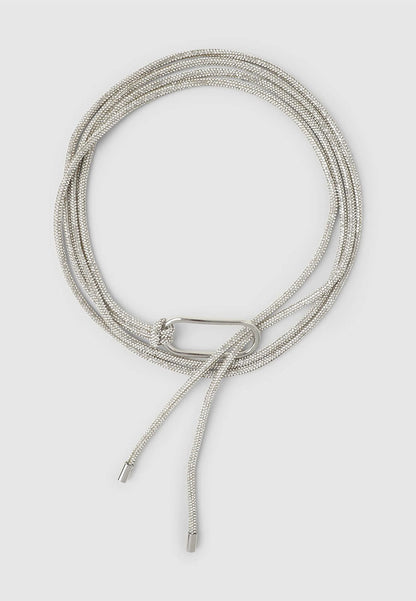 Women's Shiny effect chain belt with ring