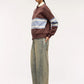 Women's College-Style Striped Polo Sweatshirt