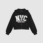 Cropped NYC Graphic Zip-Up Hoodie for Girls