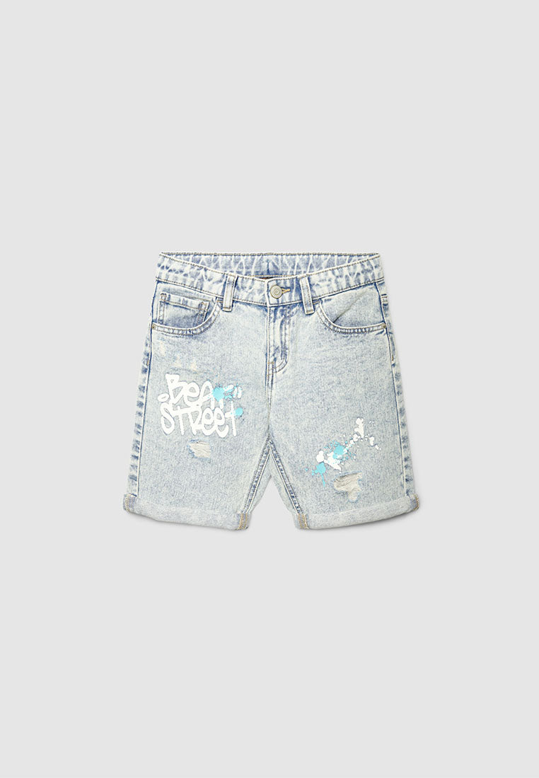 Slogan Print Ripped Jeans for Boys