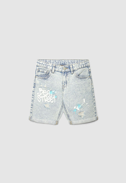Slogan Print Ripped Jeans for Boys