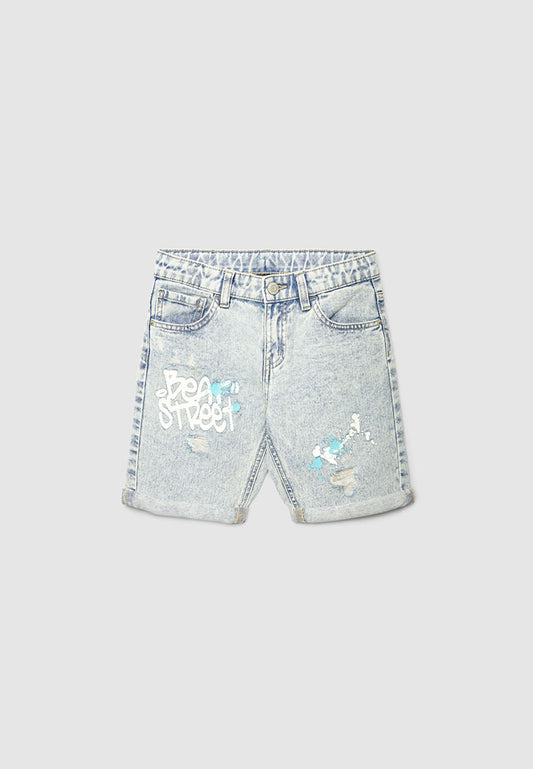 Slogan Print Ripped Jeans for Boys