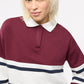 Women's College-Style Striped Polo Sweatshirt