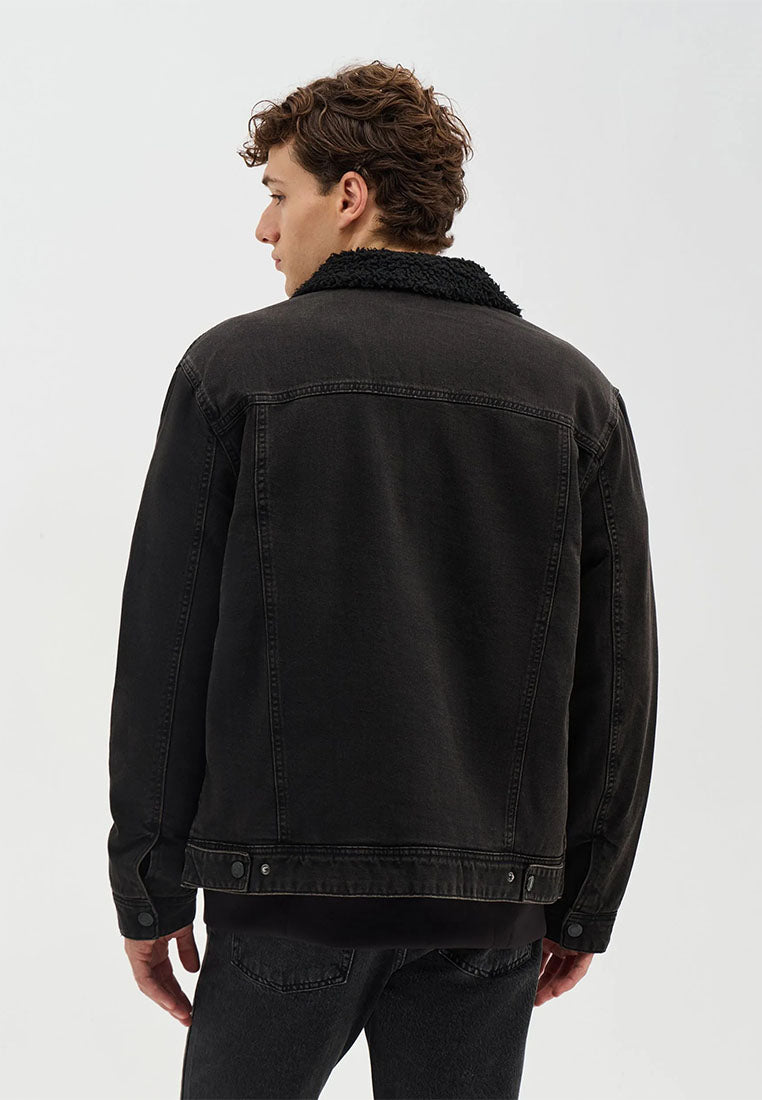 Men's Padded trucker jacket with teddy collar