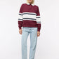 Women's College-Style Striped Polo Sweatshirt