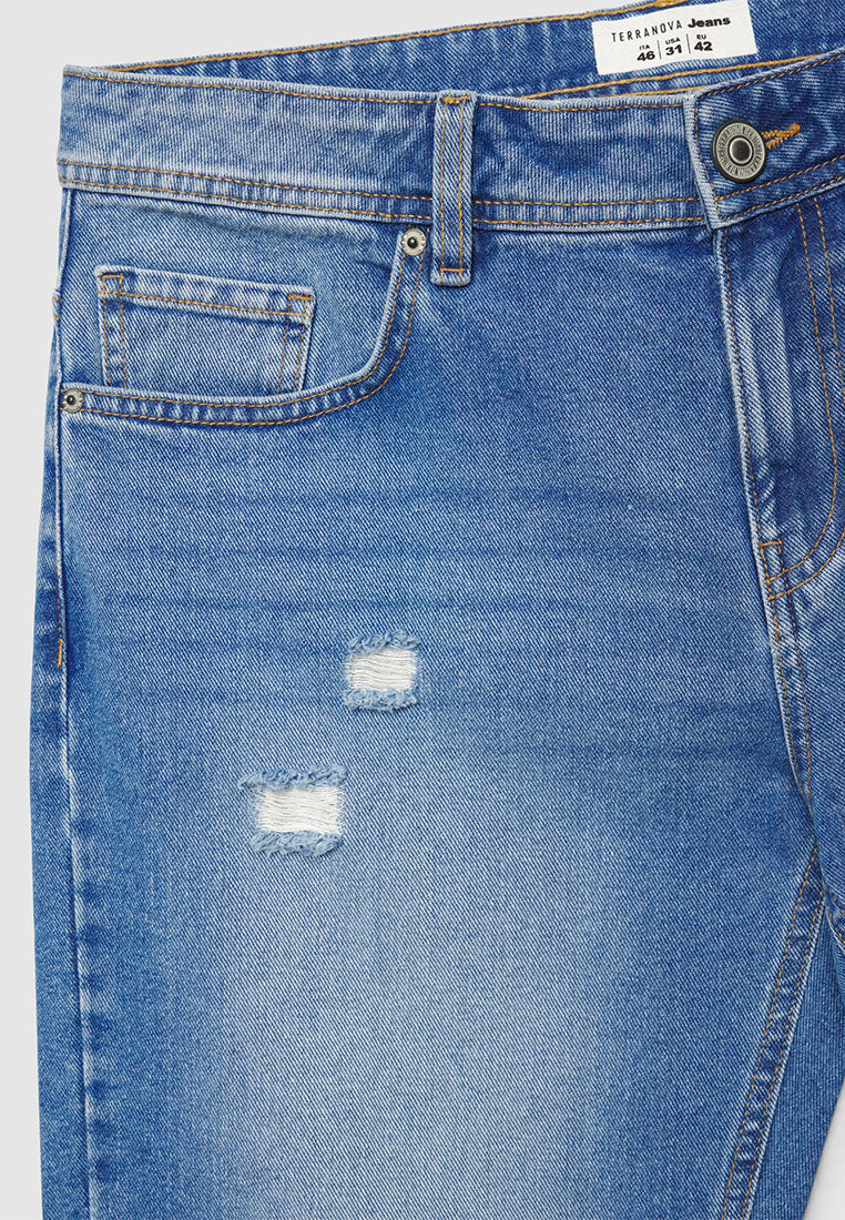 Men's Ripped Cuffed Denim Shorts