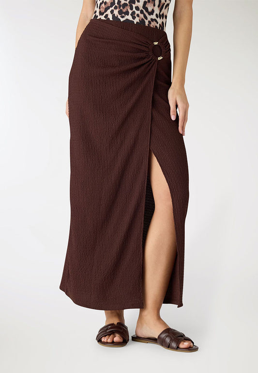 Women's Ring-Detail Slit Maxi Skirt