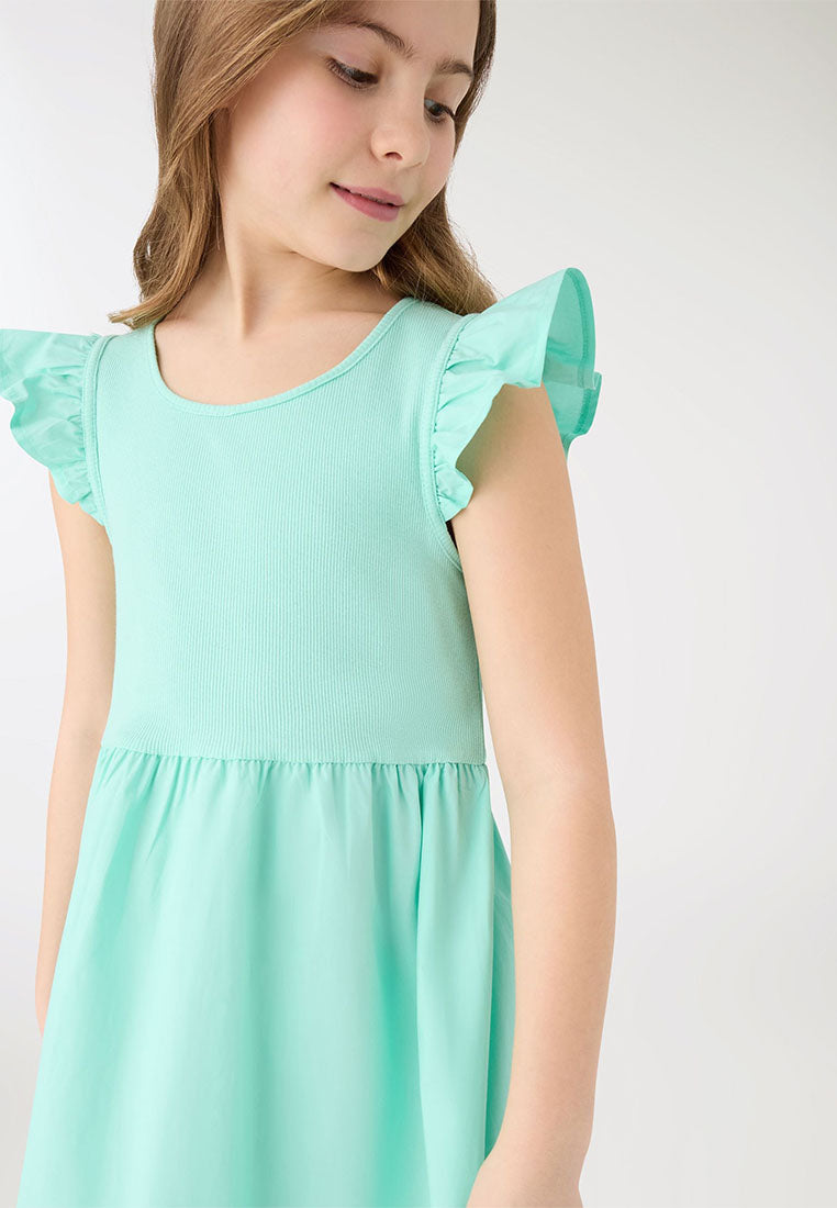 Skater Dress with Ruffle Sleeve for Girls