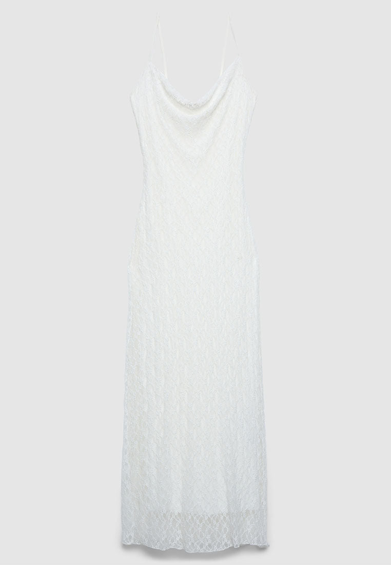 Women's Lace Cowl-Neck Maxi Dress