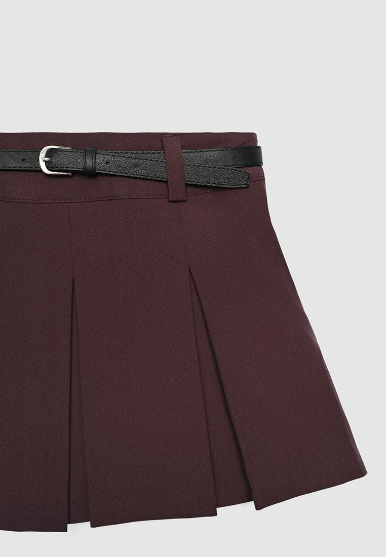 Women's Pleated mini skort with belt