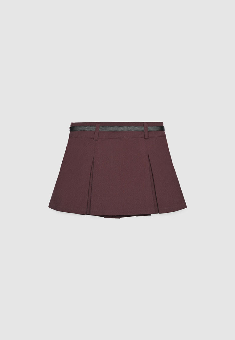 Women's Pleated mini skort with belt