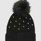 Women's Braided beanie with pompom and rhinestones
