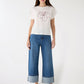 Women’s Wide-Leg Cuffed Denim Jeans