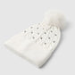 Women's Braided beanie with pompom and rhinestones