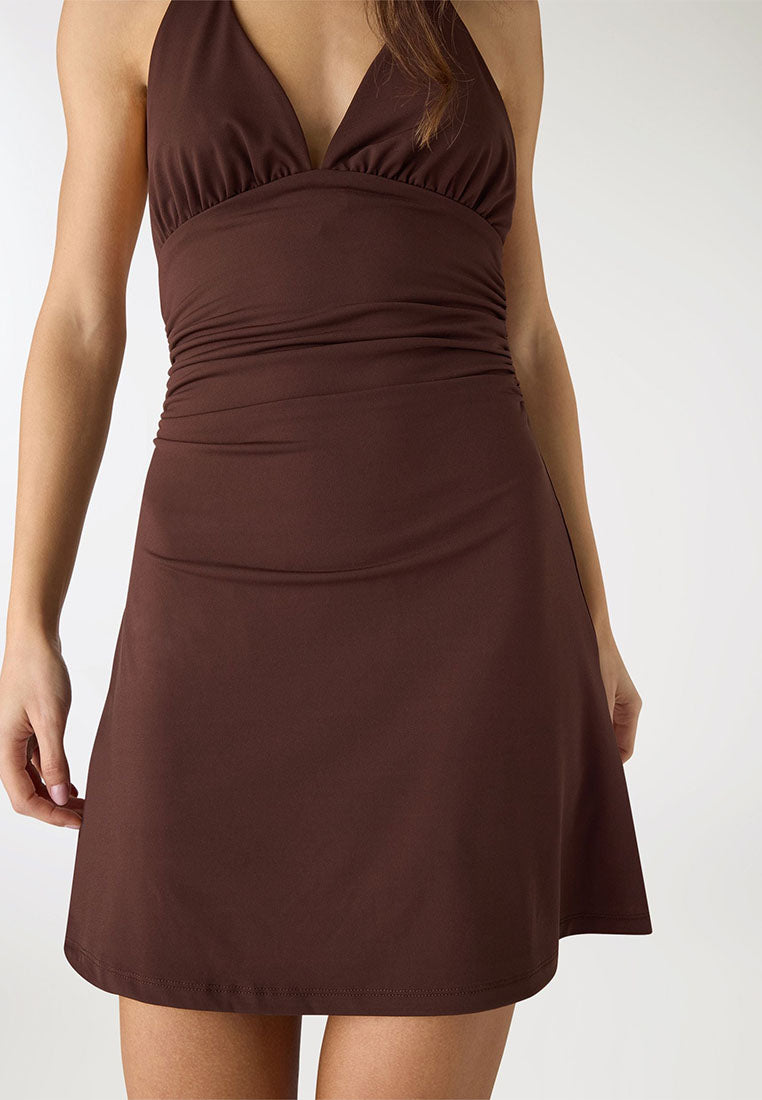 Women's V-neck Halter Mini Dress