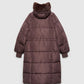 Women's Faux-Fur Trim Chevron Puffer Coat