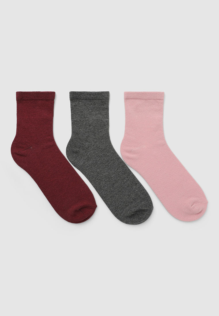 Women's Pack of 3 basic plain-coloured socks