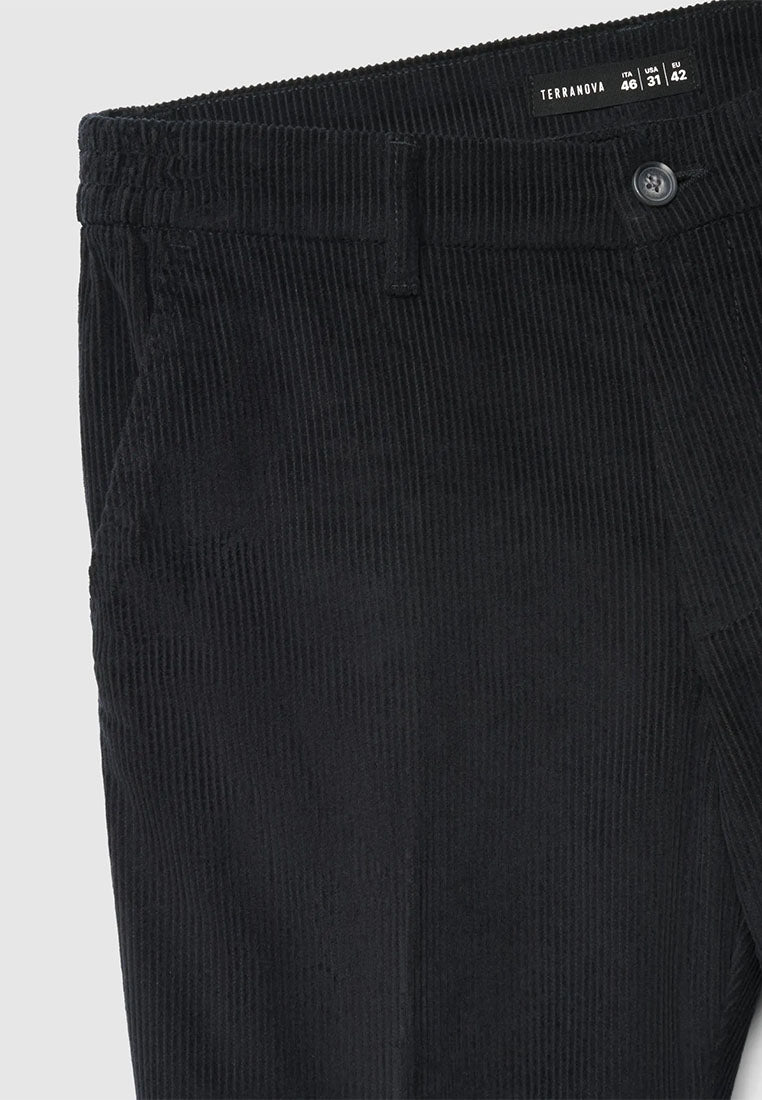 Men's Chino trousers with ribbed velvet elastic waistband