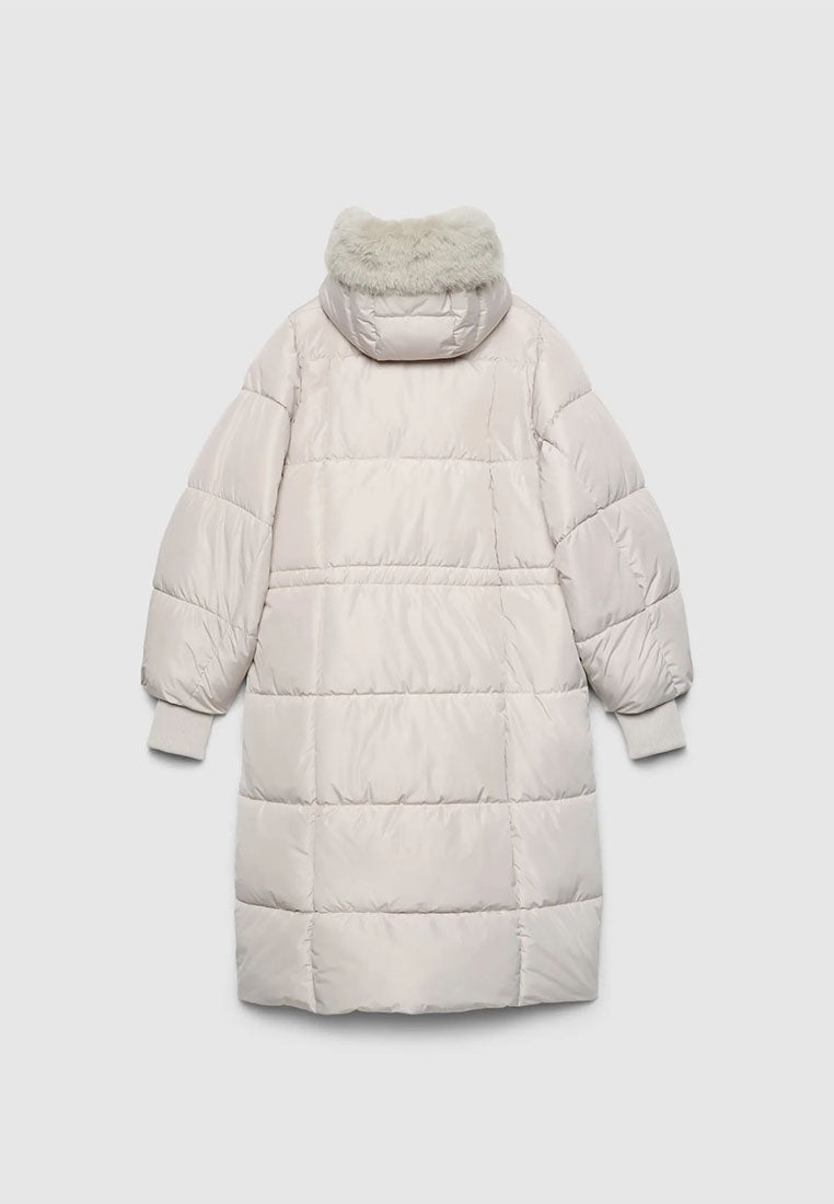 Women's Faux-Fur Trim Chevron Puffer Coat
