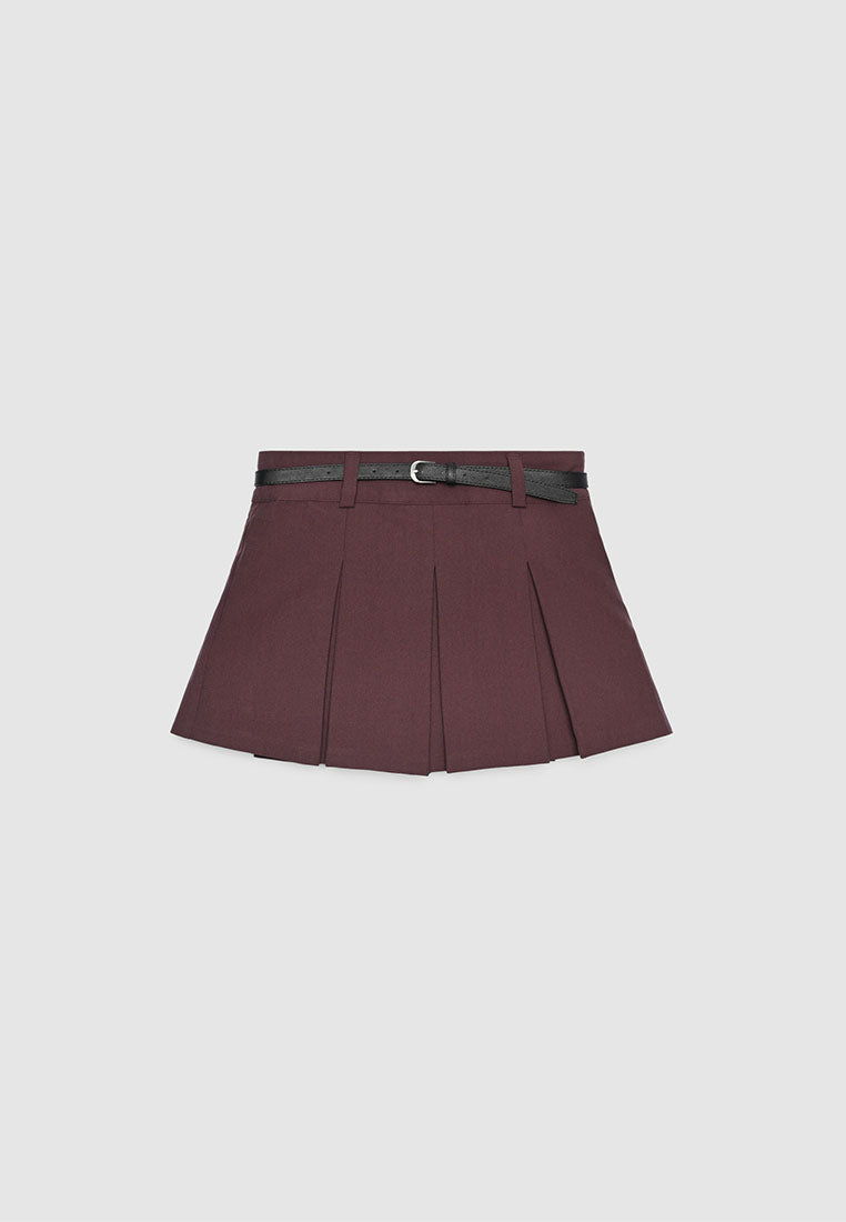 Women's Pleated mini skort with belt