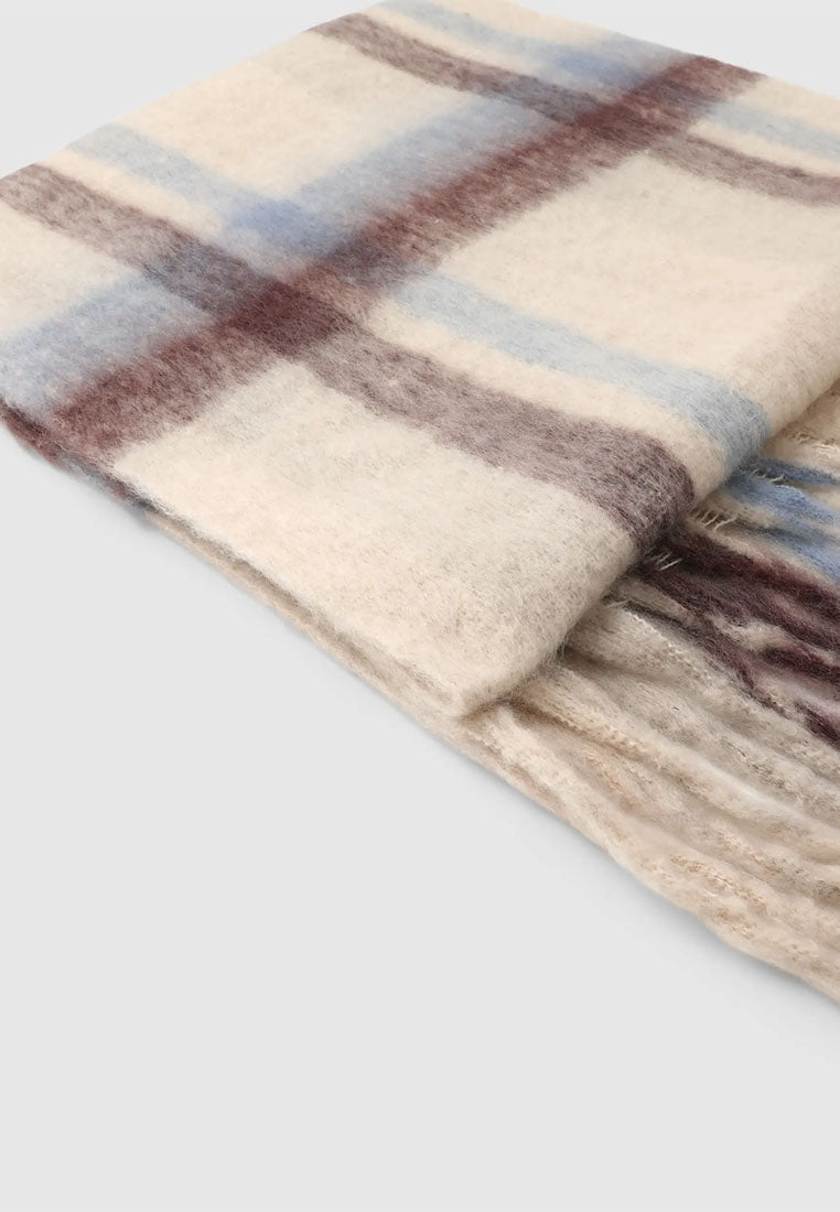 Women's Maxi check scarf with fringes