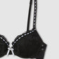 Women's Lace Push-Up Bra with White Ribbon Trim