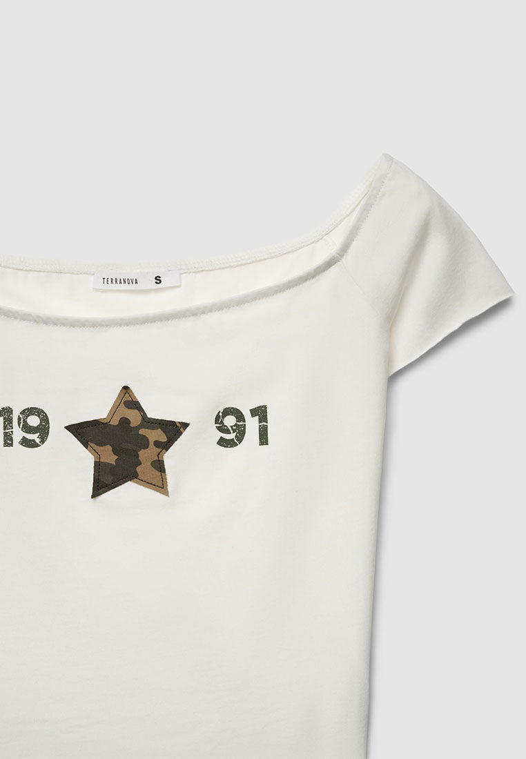 Women's Off Shoulder Crop T-Shirt