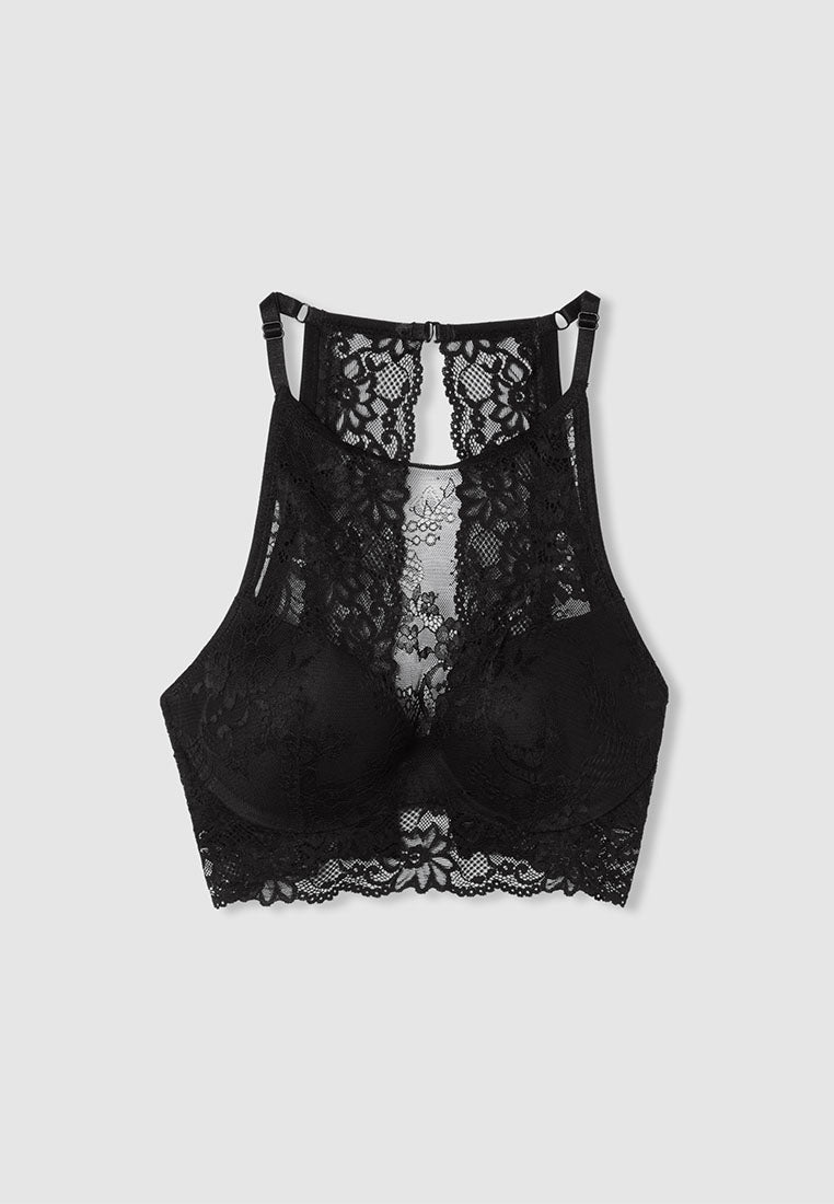 Women's High-Neck Floral Lace Bralette