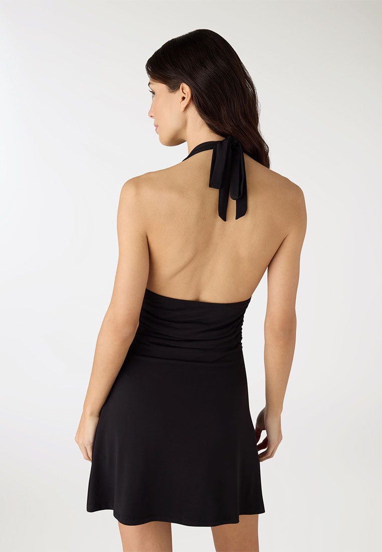 Women's V-neck Halter Mini Dress