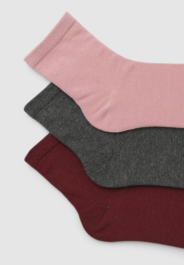 Women's Pack of 3 basic plain-coloured socks