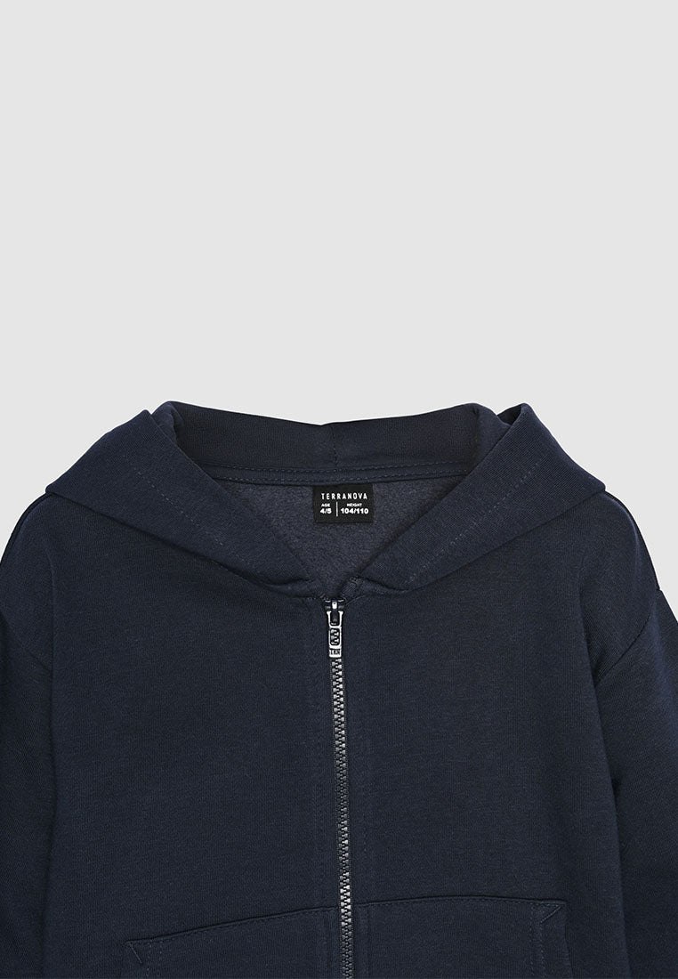Classic Navy Blue Zip-Up Hoodie for Boys