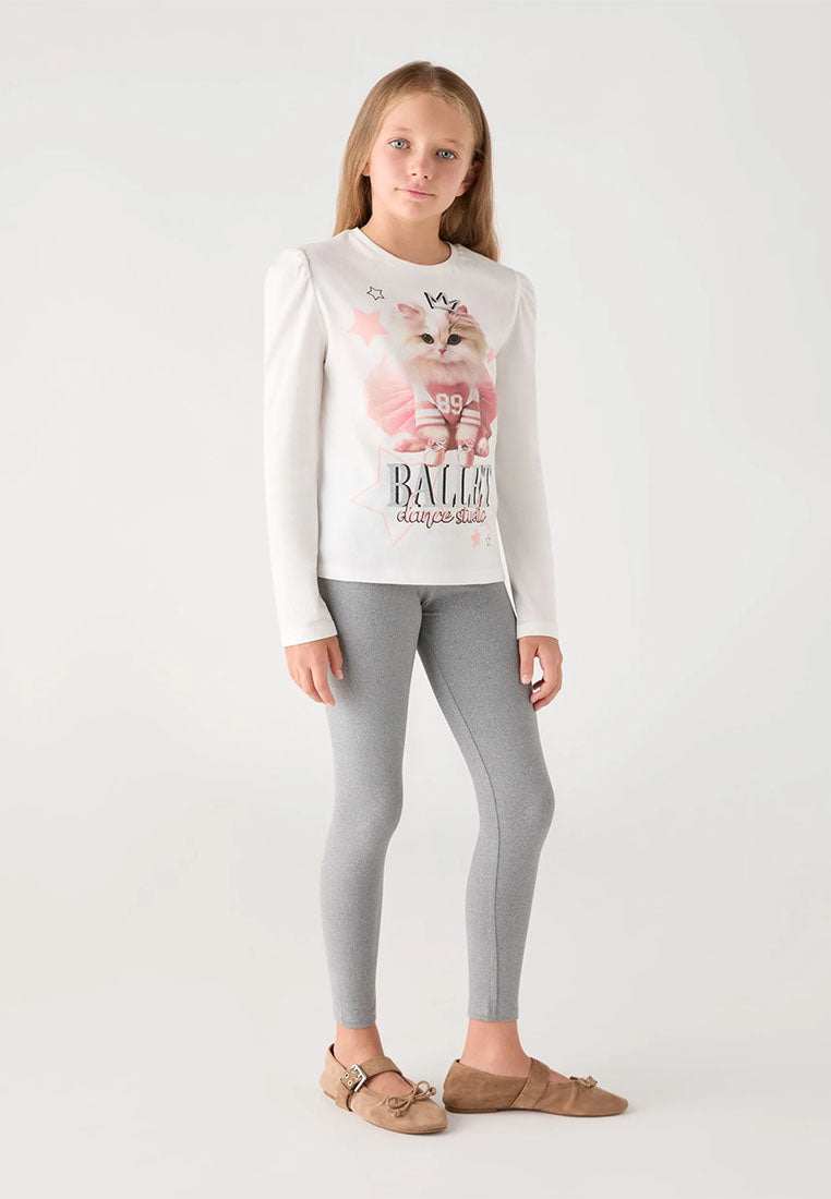 Pack of 3 Solid Color Long Leggings for Girls