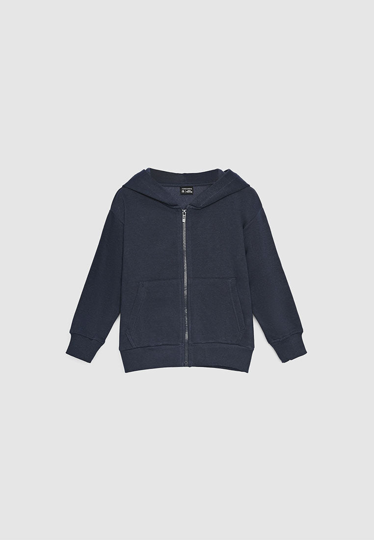Classic Navy Blue Zip-Up Hoodie for Boys
